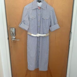 Tahari Seersucker Shirt Dress